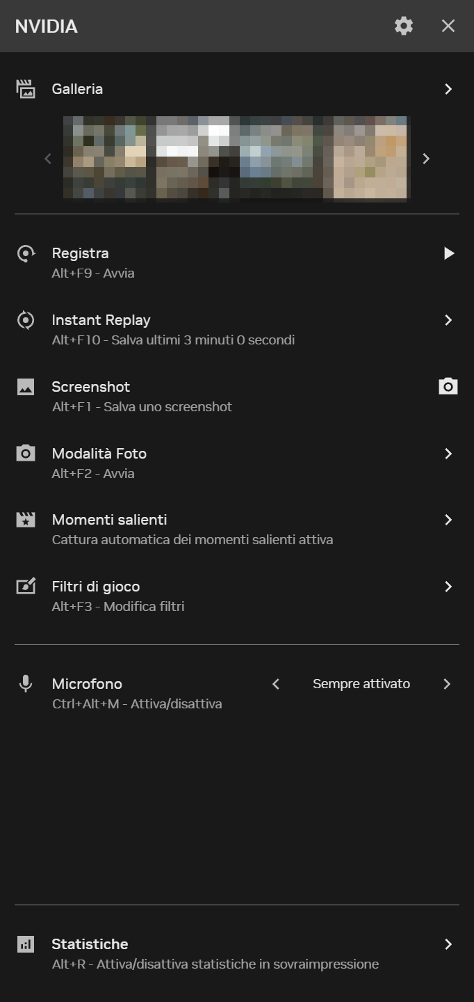 Overlay di gioco NVIDIA attivo